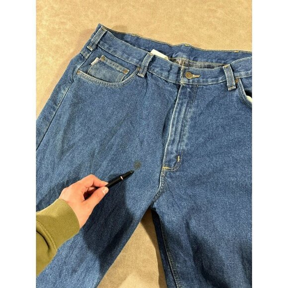 Carhartt Mens Relaxed B172 DST Denim Jeans Straight Leg Flannel Lined Blue 38x30 - Picture 6 of 11